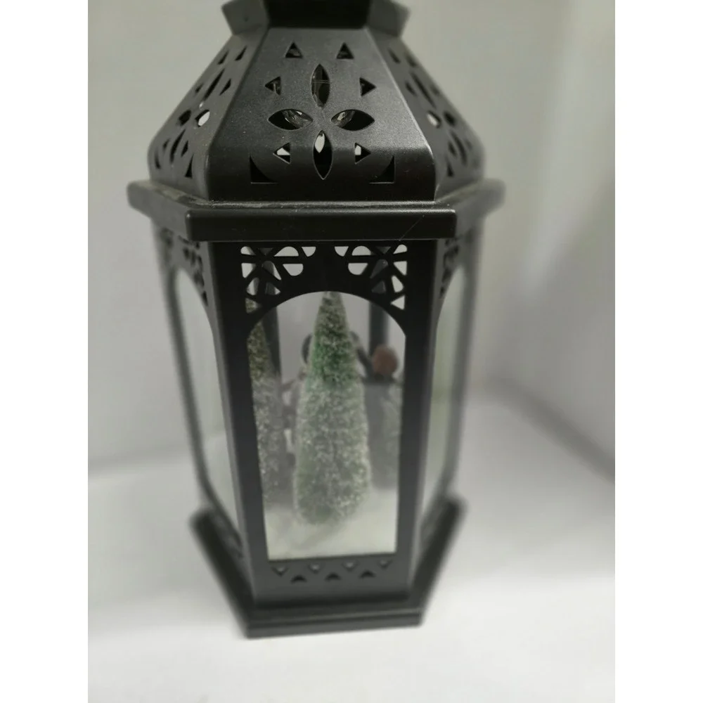Christmas Snowman Winter Scene Light Up Lantern Black Holiday Decor Decorative